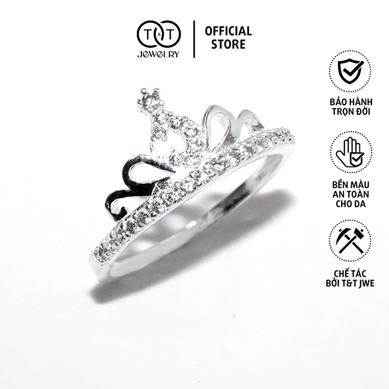 Nhẫn Bạc Nữ s925 Bạc Ý Vương Miện Sang Trọng - T&amp;T Jewelry cao cấp NN064