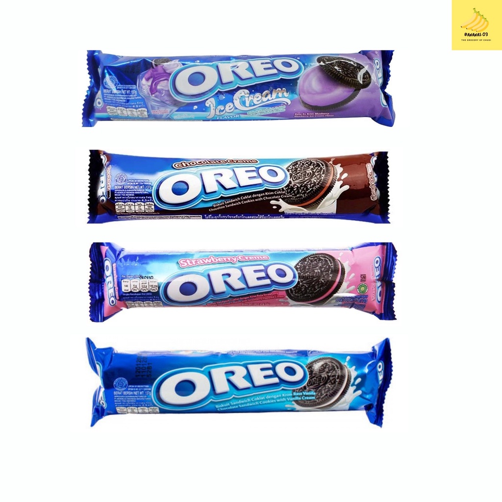 Bánh quy nhân kem Oreo thanh 133g vị Socola / Dâu / Vani / Kem lạnh việt quất