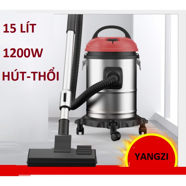 Máy hút bụi công nghiệp, gia đình công suất lớn 1200W, dung tích 15L tích hợp 3 chế độ Khô - Ướt- Thổi