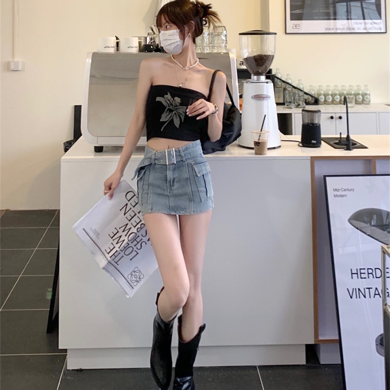 Quần Giả Váy Jeans Lưng Cao Thời Trang Quyến Rũ