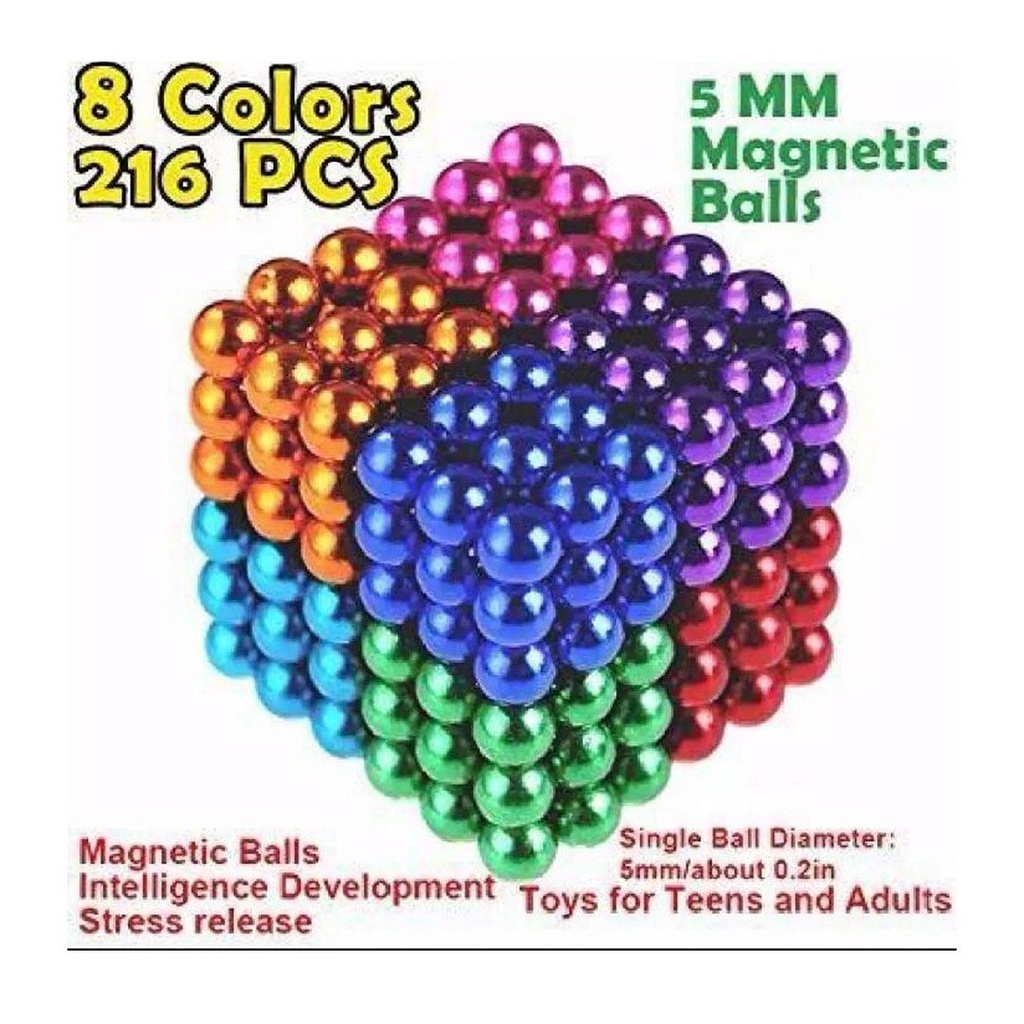 Bộ Bi Xếp Hình BuckyBalls Rainbow 8 màu 216 viên đường Kính 5 mm Hộp Nhôm