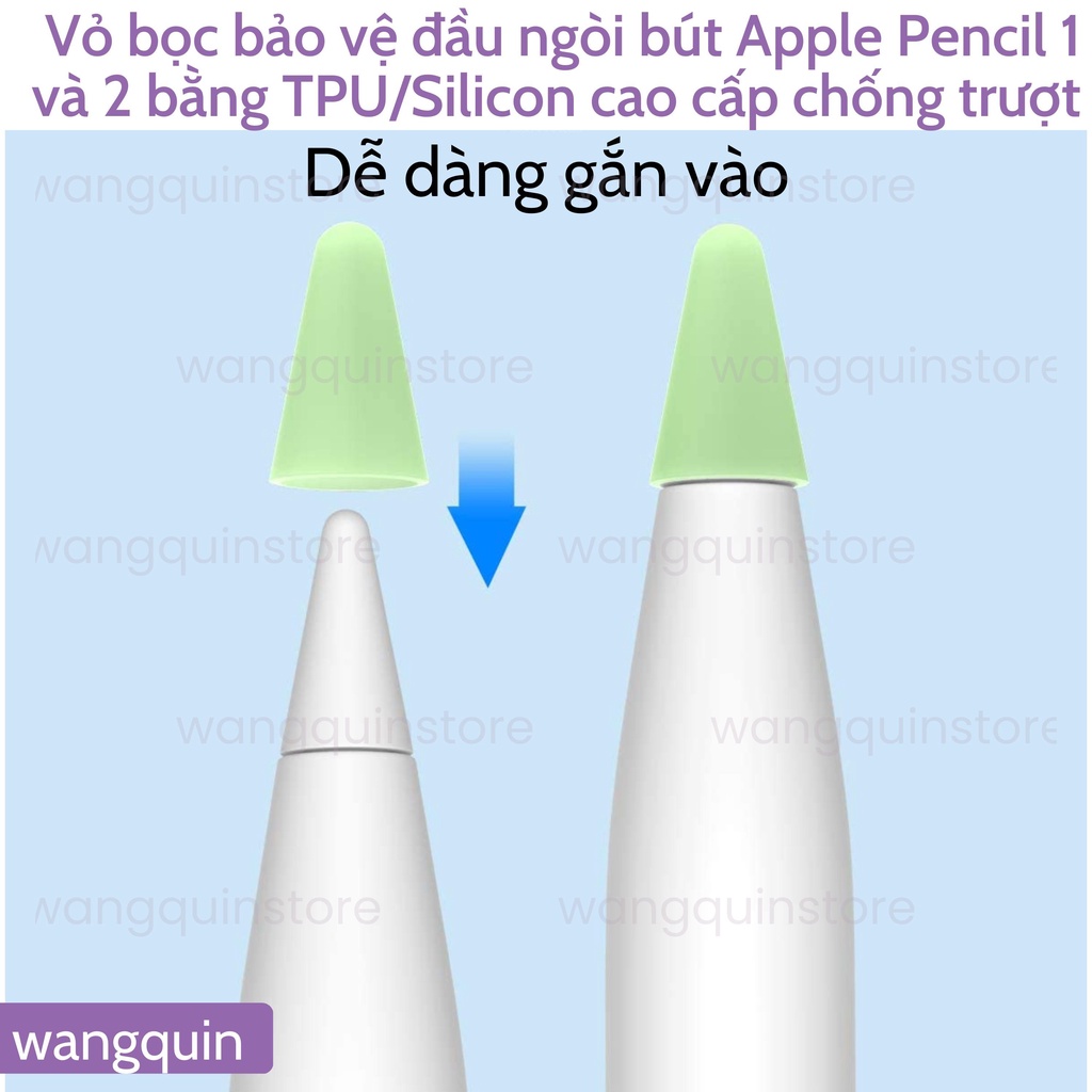 Bộ bọc ngòi Pencil 1 Pencil 2 Vỏ bảo vệ đầu ngòi bút cao cấp đủ màu bằng TPU silicone cao cấp chống trượt siêu mượt