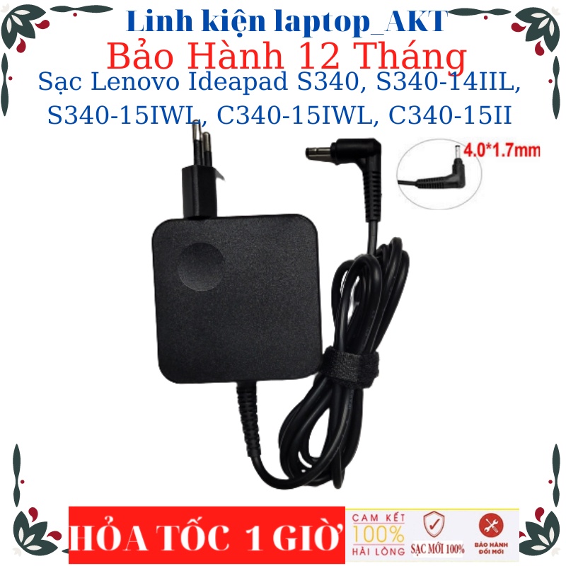 Sạc Laptop Lenovo Ideapad S340, S340-14IIL, S340-15IWL, C340-15IWL, C340-15II-Sạc 20V-2.25A/3.25A-45W/65W chân 4.0*1.7mm