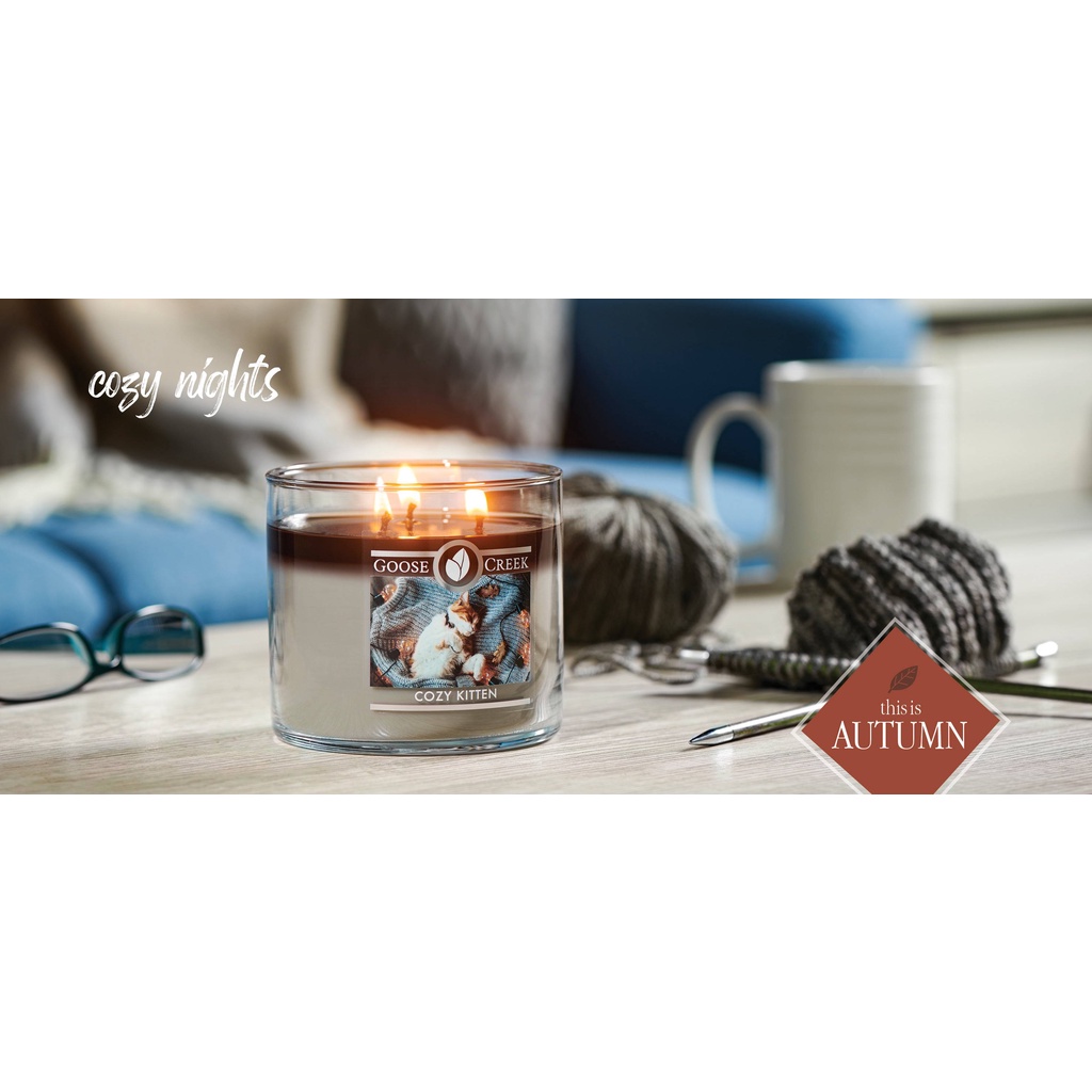 Nến thơm Goose Creek - STAYING HOME, COZY KITTEN, LOVES TO CUDDLE - 3 bấc 411g