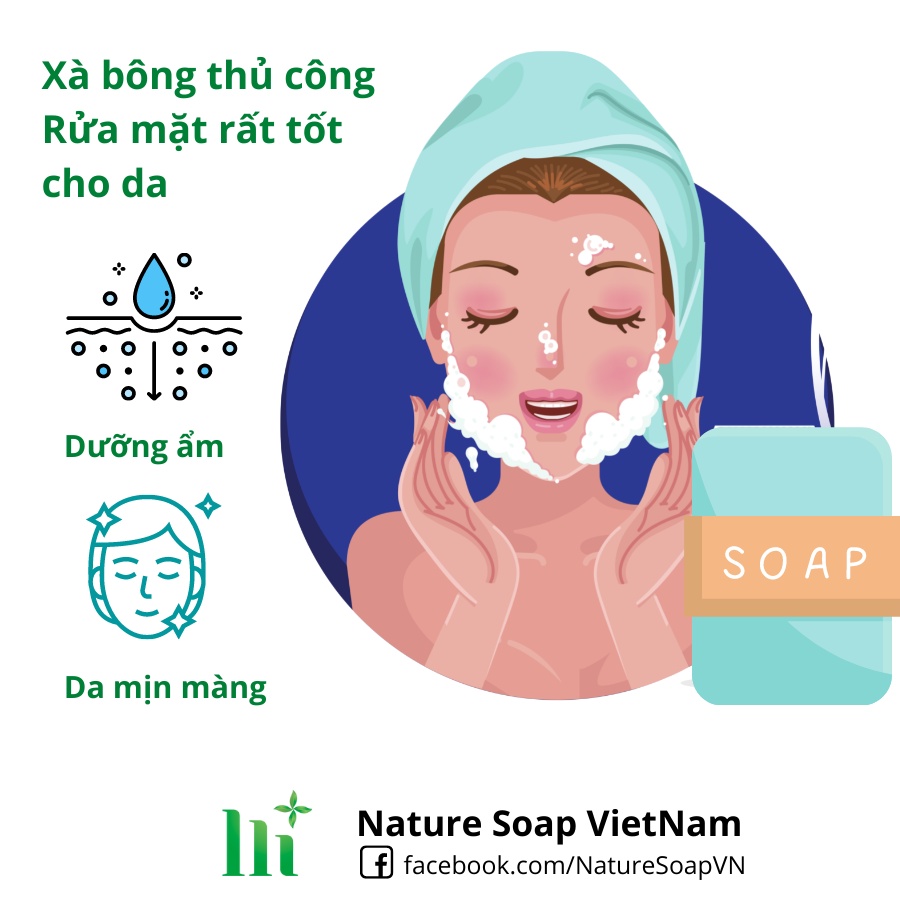Xà Phòng (Bông) Handmade Thiên Nhiên Sả Chanh Rửa Mặt Nature Soap NS01