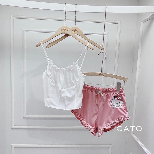 Set bộ ngủ 2 dây quần đùi bèo vải thun cotton -S0U | BigBuy360 - bigbuy360.vn