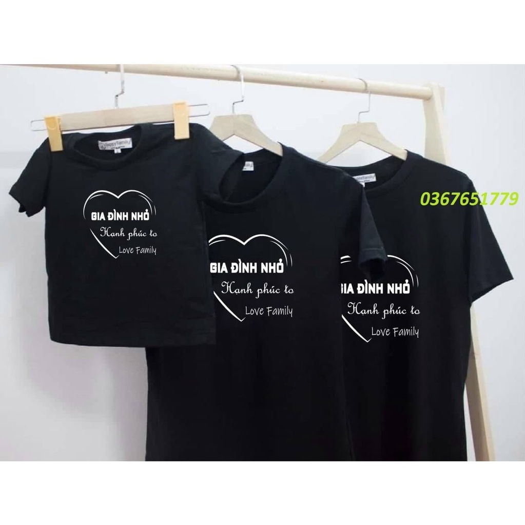 Áo thun cotton nam nữ, áo gia đình in GIA ĐÌNH NHỎ HẠNH PHÚC TO dày dặn, co giãn tốt