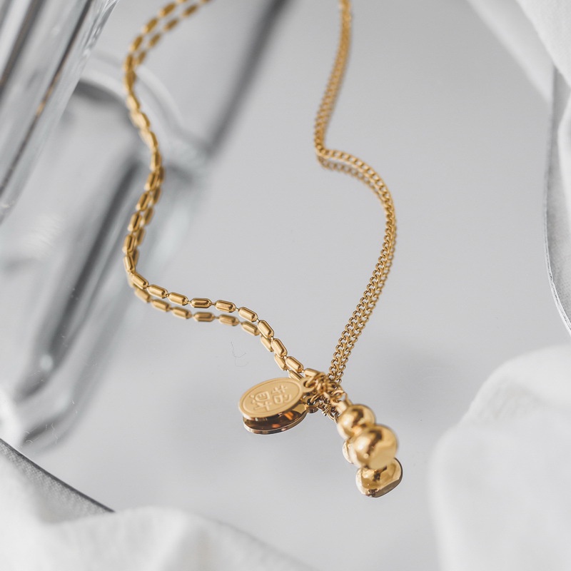Dây Chuyền Thép Titan Mạ Vàng 18K Thiết Kế Đơn Giản Sang Trọng Cho Nữ