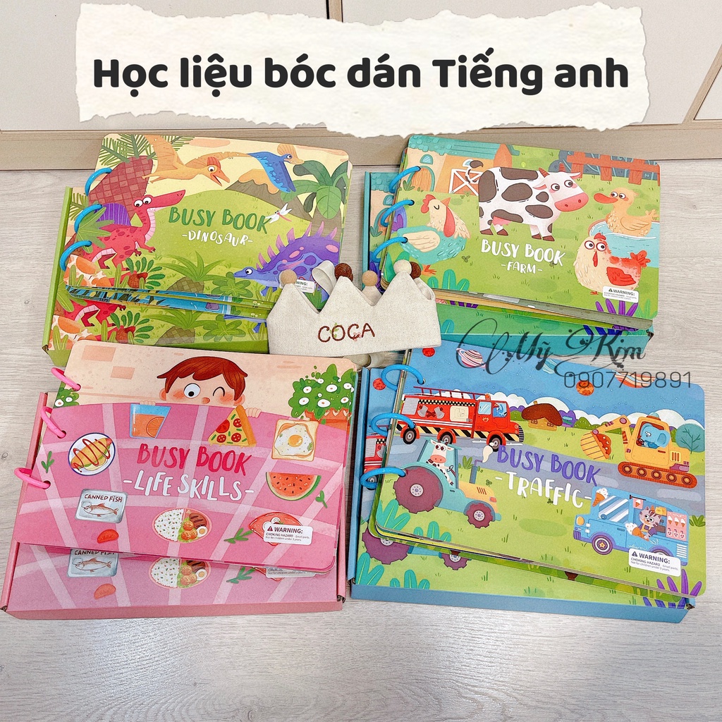 Học liệu bóc dán tiếng Anh chủ đề Farm, Busy Book sách bóc dán chủ đề nông trại, con vật, thời tiết, số và chữ cái,..