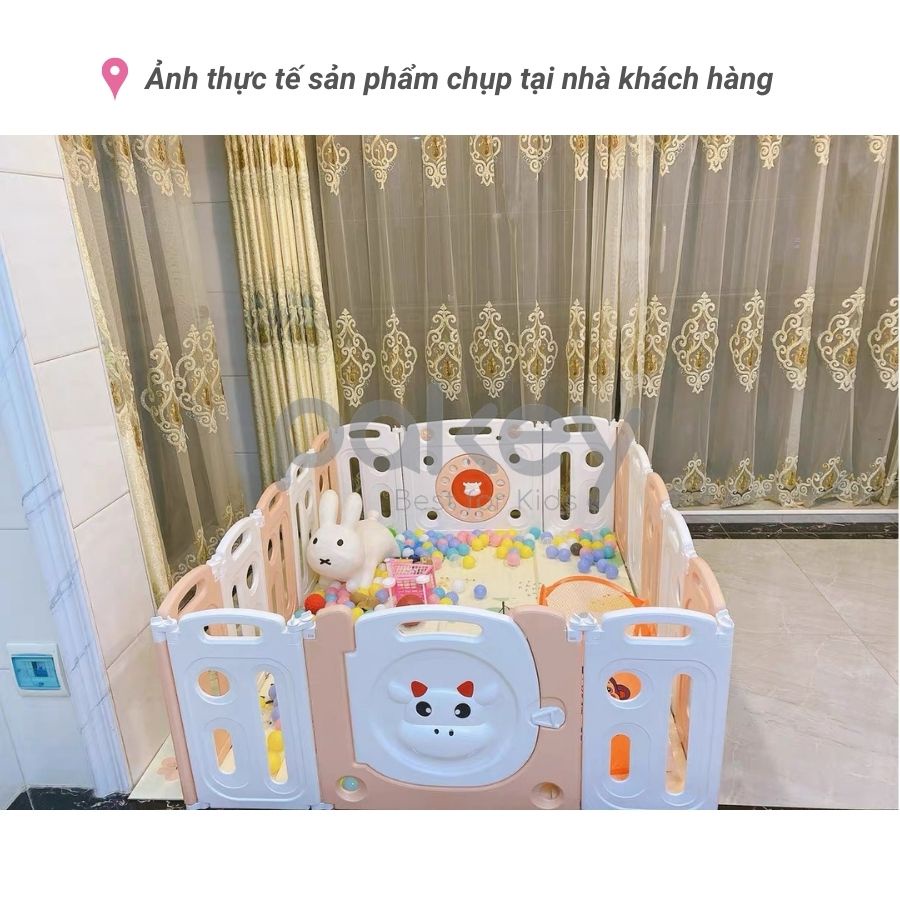 Quây cũi nhựa gấp gọn màu Hồng hàng nhập khẩu chính hãng Pakey, quây nhựa nguyên sinh an toàn cho bé FINBEAR