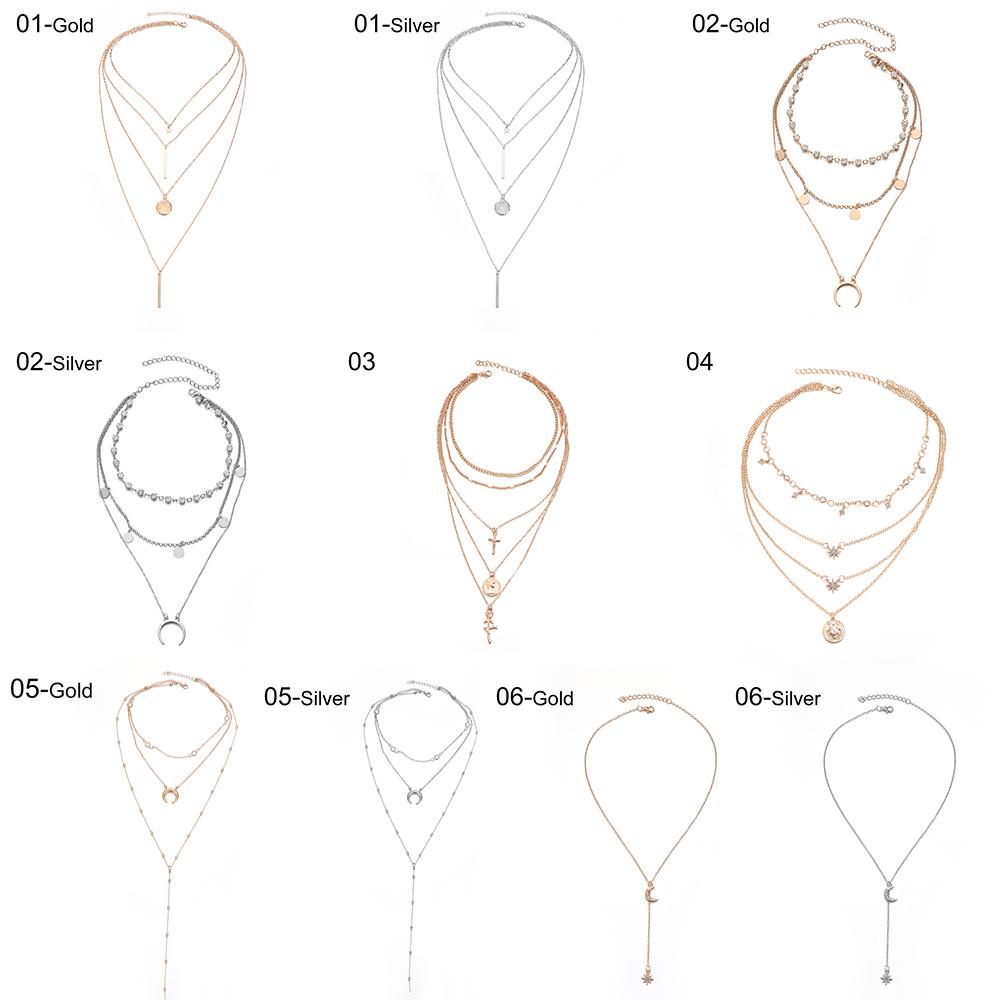 Vòng cổ Nhiều Lớp Mẫu Mới Phong Cách Boho Hình Học / Mặt Trăng / Ngôi Sao / Hình Học / Đồng Xu