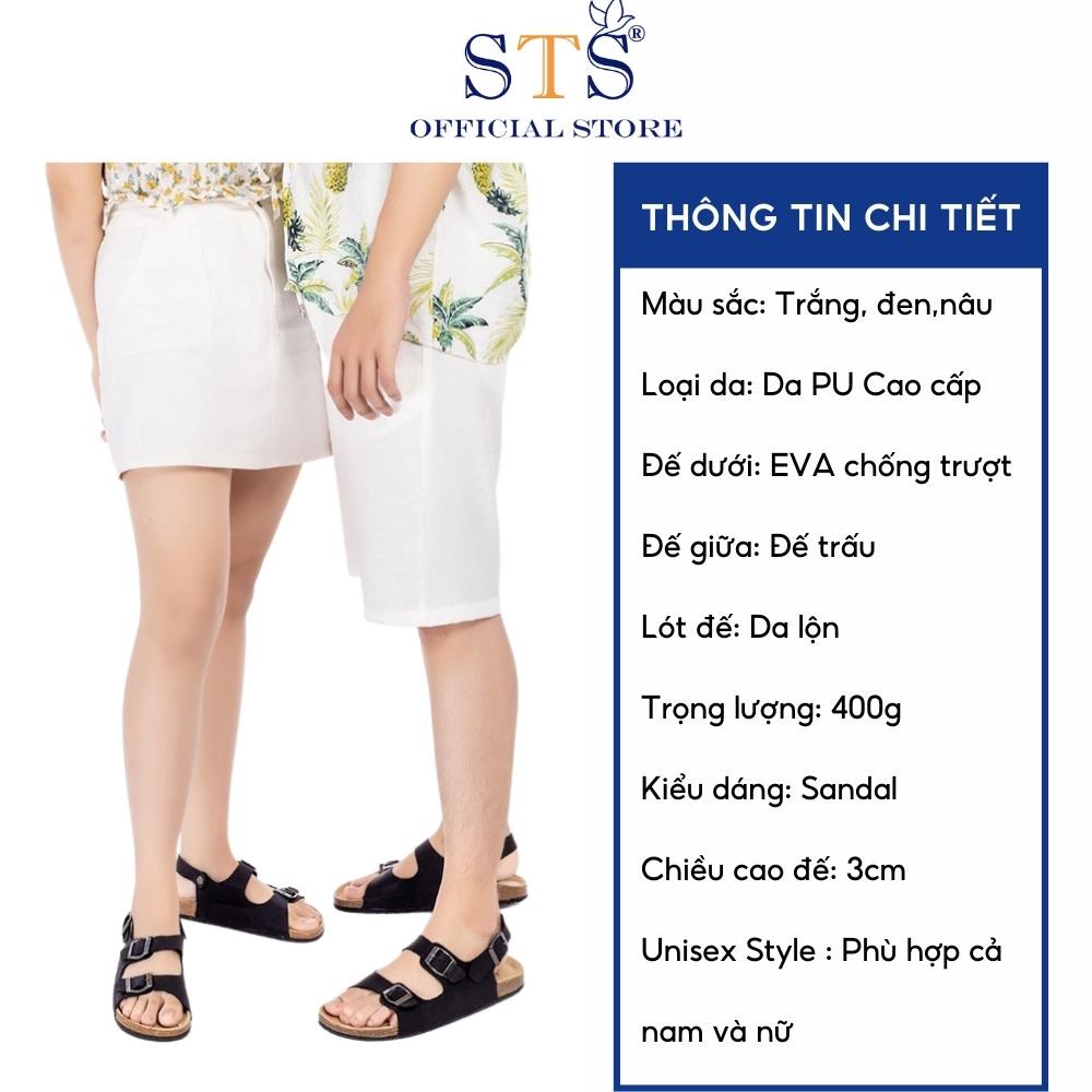 Dép sandal quai ngang Birken quai hậu đế trấu 3 lớp Da PU cao cấp unisex nam nữ STPU02 BH 6 tháng