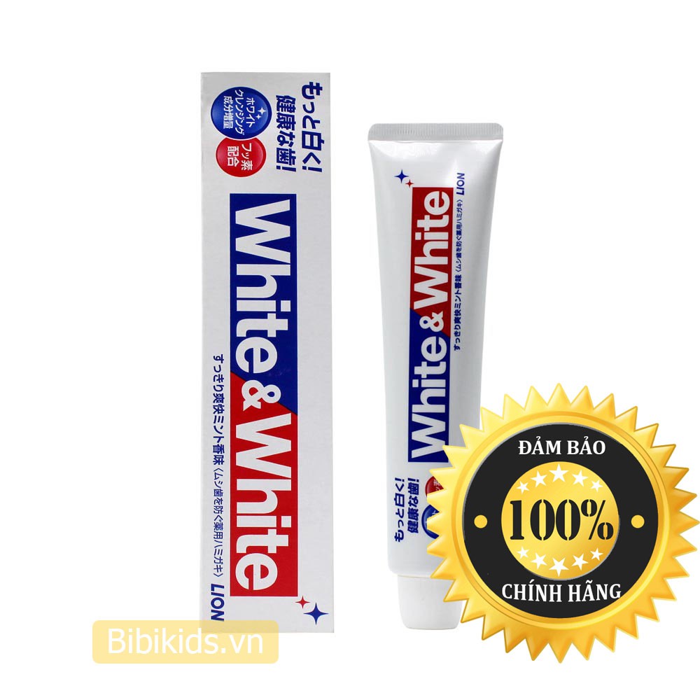 Kem đánh răng White &amp; White Nhật Lion 150g, Hàng chuẩn Nhật