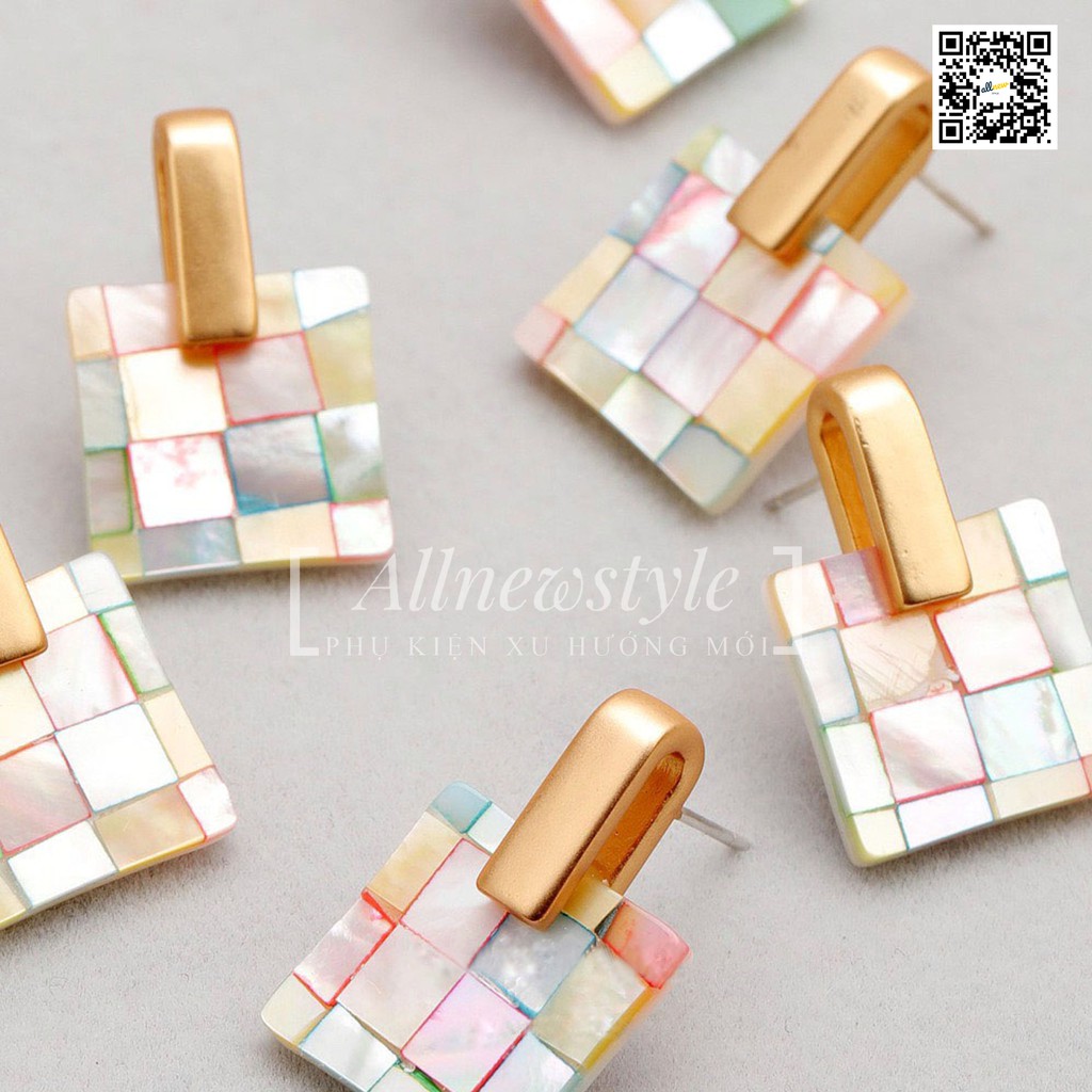 Hot items Bông tai kết đá xà cừ Allnewstyle