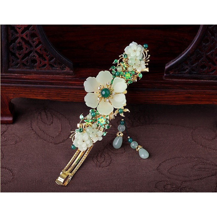 Cặp tóc đính đá màu xanh size lớn độc đáo KT021
