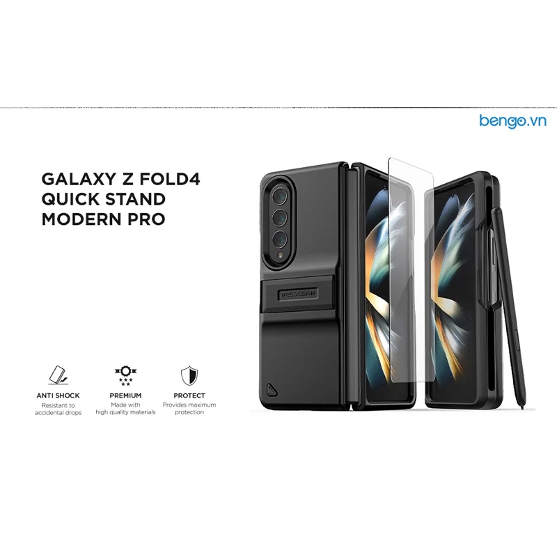 Ốp Lưng Samsung Galaxy Z Fold 4 5G VRS Design Quick Stand Modern Pro - Đen