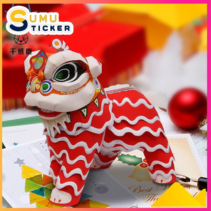 KIT Mô Hình Giấy Lân Tết - Kích thước lớn - Tượng Lân Giấy Decor - Trang Trí Nhà Cửa