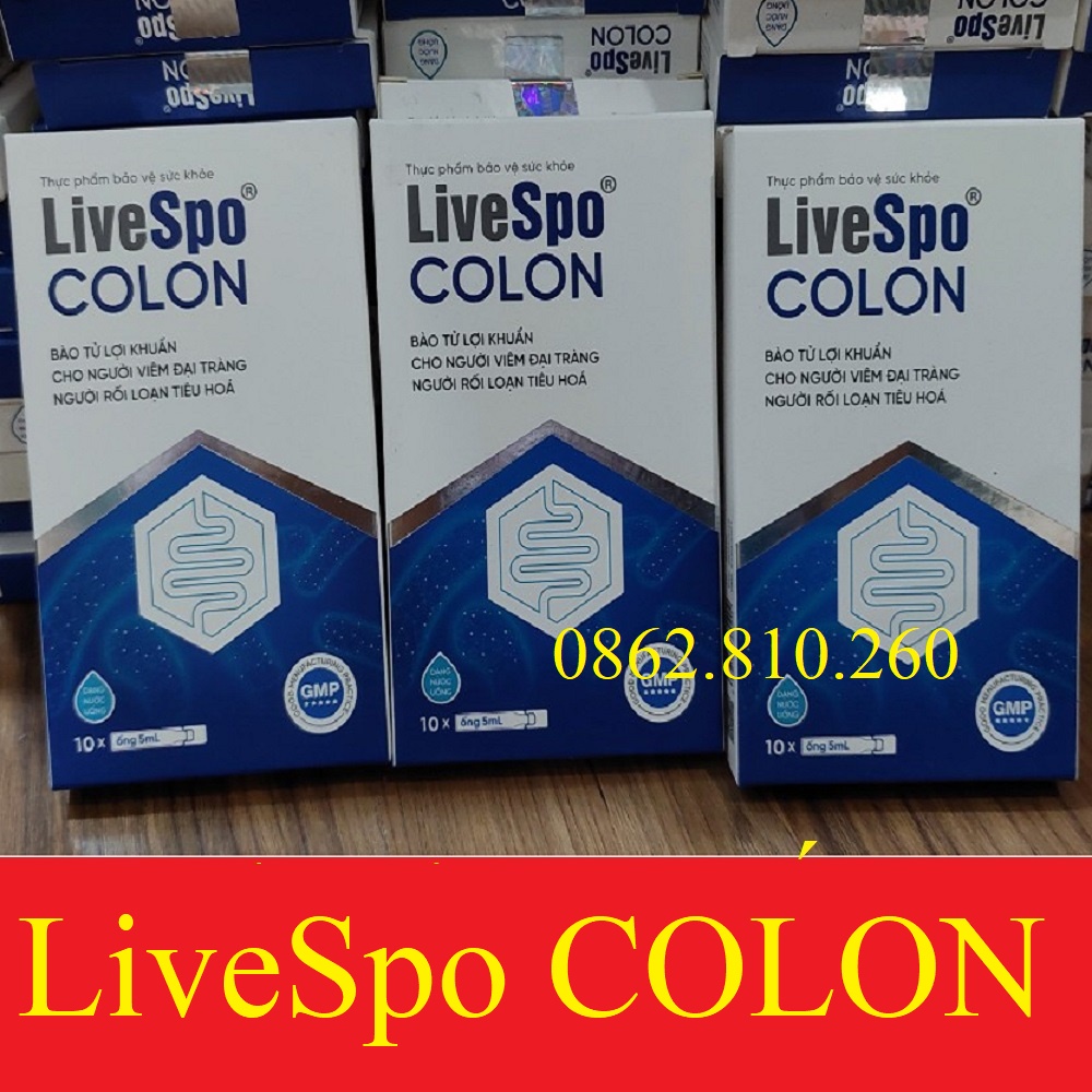 Men vi sinh LiveSpo Colon 30 tỷ bào tử lợi khuẩn cho người viêm đại tràng, táo bón tiêu chảy (Hộp 10 ống x 5ml)