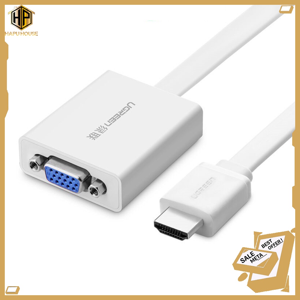 Cáp chuyển HDMI sang VGA Ugreen 40247 có Audio, nguồn phụ cao cấp - Hapuhouse