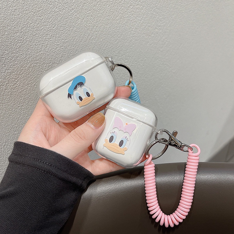 Vỏ Bảo Vệ Hộp Sạc Tai Nghe airpods 1 2 Pro 3rd Generation Pro 1/2 Trong Suốt Chống Sốc Họa Tiết Hoạt Hình Kèm Dây Đeo Kiểu Nhật Hàn