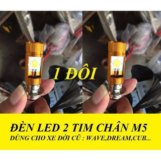 ĐÈN PHA LED 2 TIM CHÂN M5 LẮP CHO CÁC DÒNG XE ĐỜI CŨ : DREAM,WAVE....