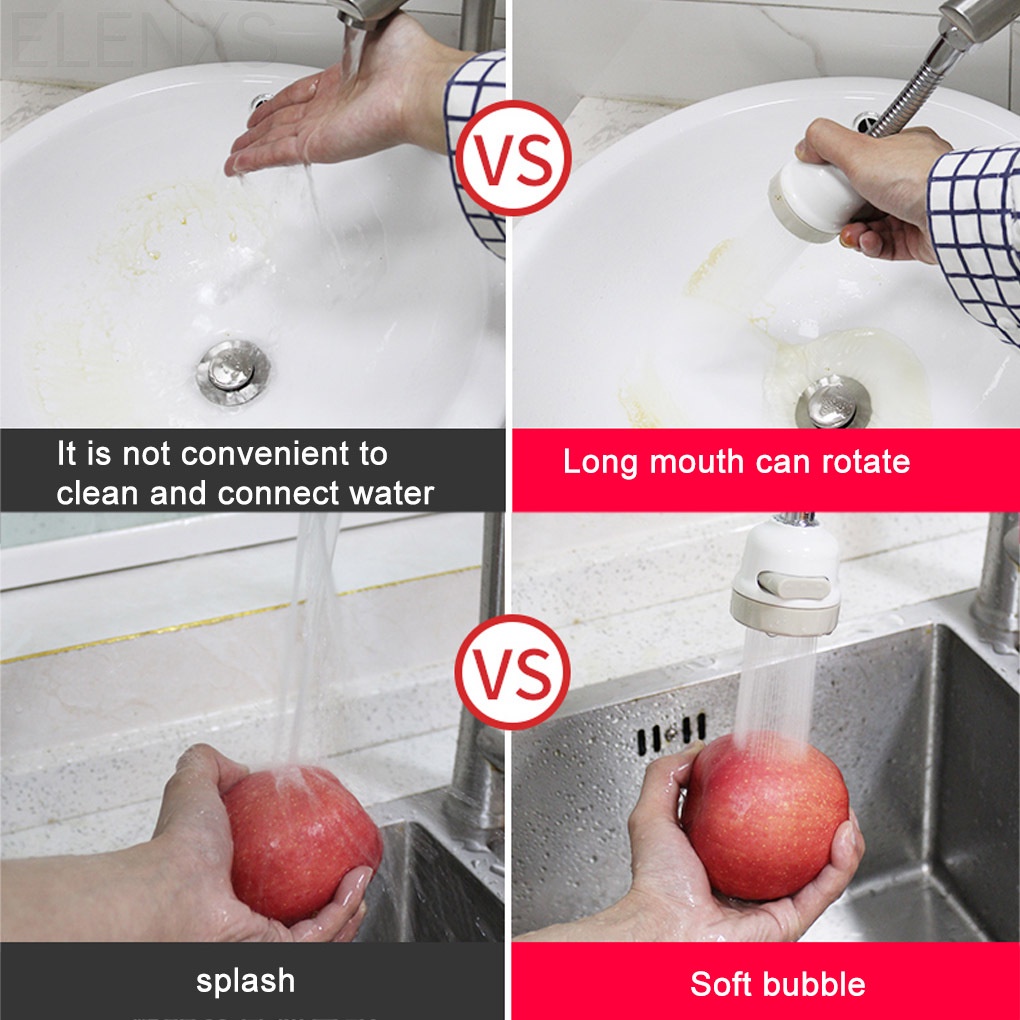 Đầu vòi rửa chén nối dài chống văng tiết kiệm nước tiện lợi cho nhà bếp