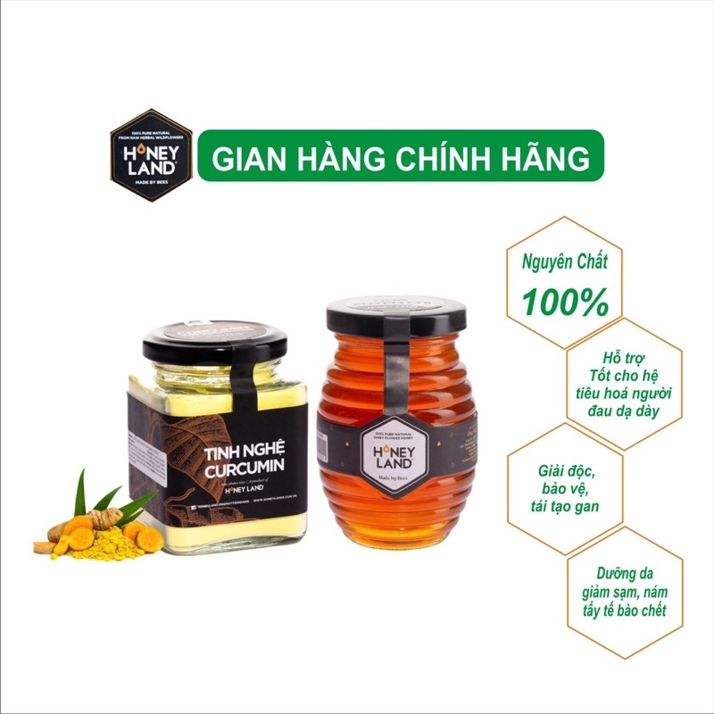 Combo Tinh Nghệ kết hợp mật ong rừng hoa Xuyến Chi HONEYLAND(tinh nghệ 100g+mật ong rừng hoa xuyến chi 250g)