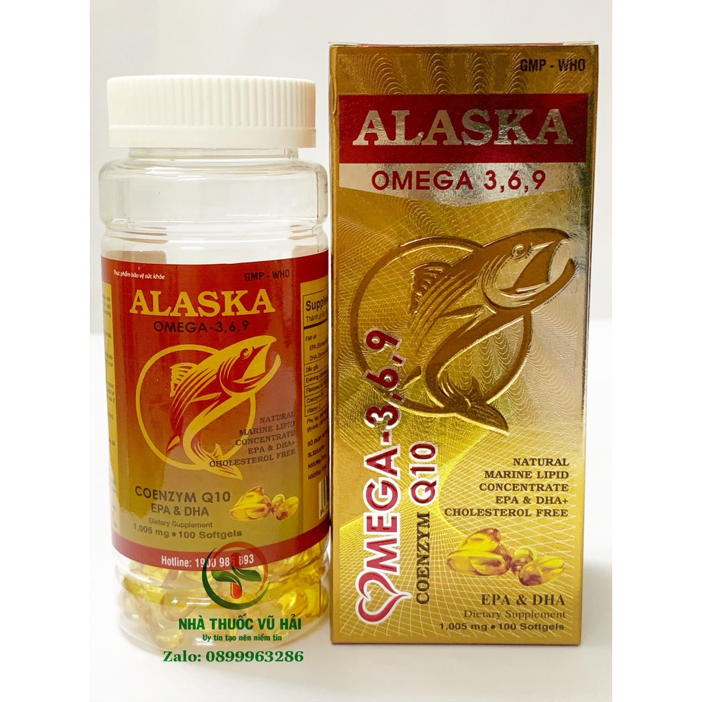 Viên dầu cá Omega369 Alaska Coenzym Q10 (lọ 100 viên)