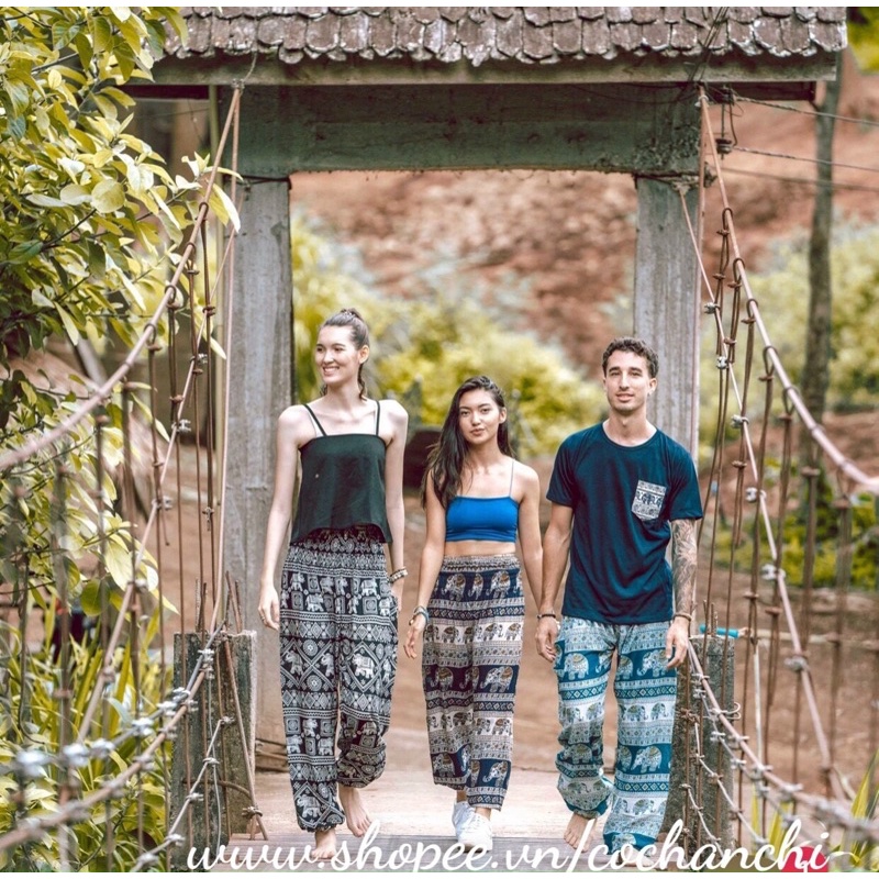 [size 1/45-60ky]Quần alibaba lanh thái phong cách boho nam/nữ đều mặc được