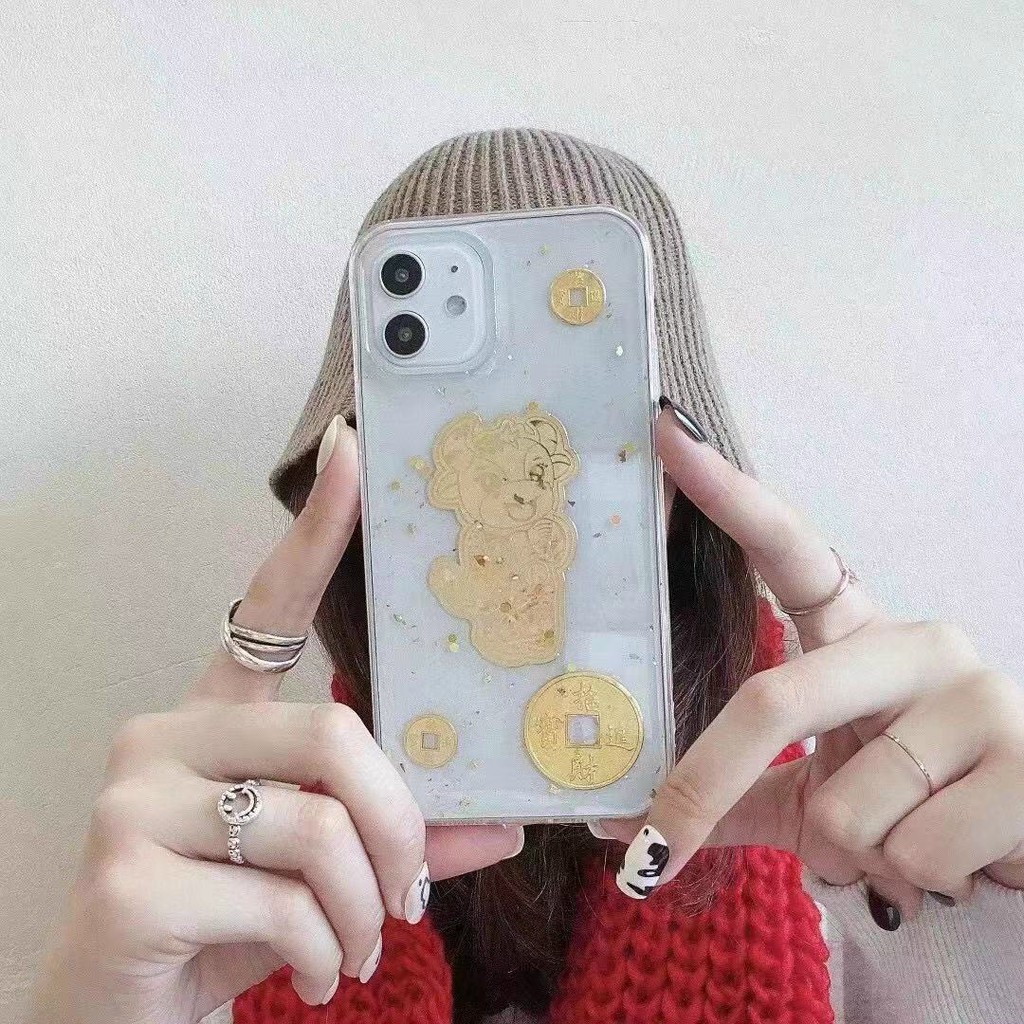 Ốp lưng iphone Mèo thần tài và Hổ thần tài mạ vàng cho 6plus/7plus/8plus/x/xs/xs max/11/11 promax/12/12promax/13promax | BigBuy360 - bigbuy360.vn