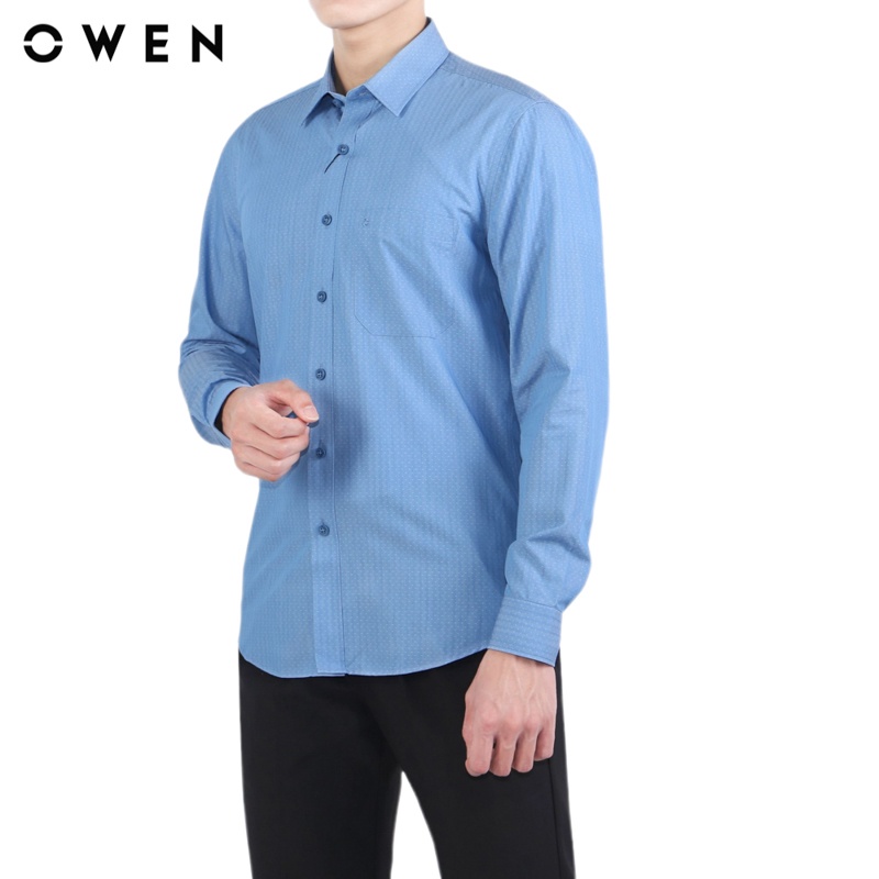 Áo sơ mi dài tay Nam Owen Bamboo Regular Fit màu Xanh nhạt - AR23312DT