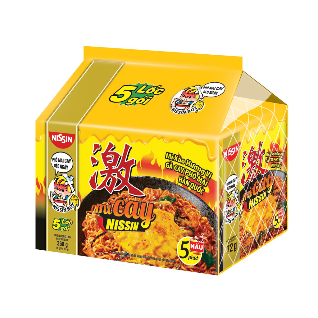 Lốc 5 Mì Xào Cay Geki Hàn Quốc - Mì Cay Nissin