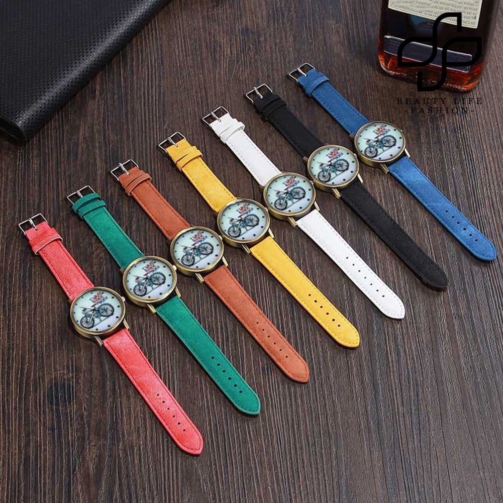 BEA™ Unisex Retro Bicycle Canvas Band No Round Dial Quartz Wrist Watch