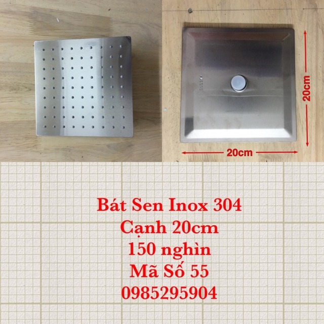 Bát Sen Vuông Inox 304 20cmx20cm