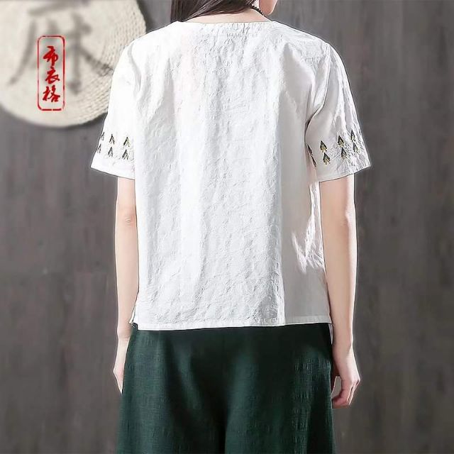 Áo kiểu nữ AKira thêu đẹp cao cấp Vải linen freesizeThời trang phong cách Nhật