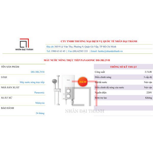 Máy nước nóng trực tiếp Panasonic DH-3RL2VH