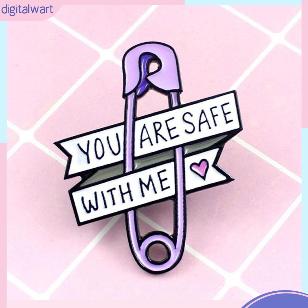 Ghim cài áo bằng chất liệu hợp kim tráng men họa tiết chữ YOU ARE SAFE WITH ME