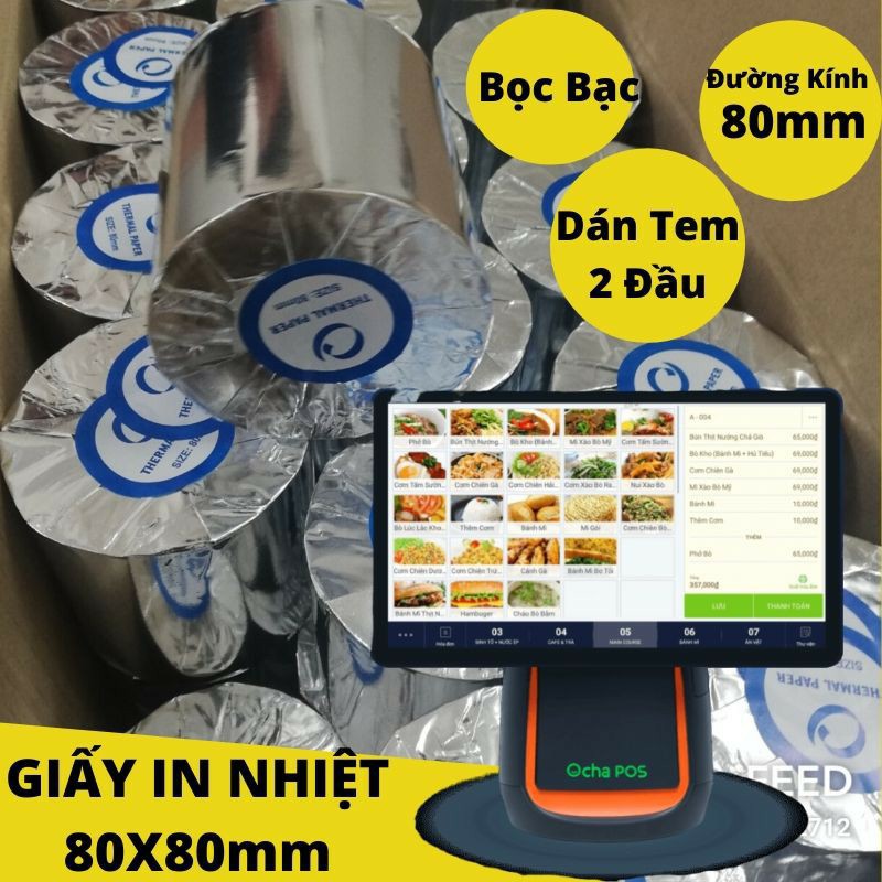 Thùng Giấy in nhiệt k80x80mm In bill k80x80 In hóa đơn k80x80