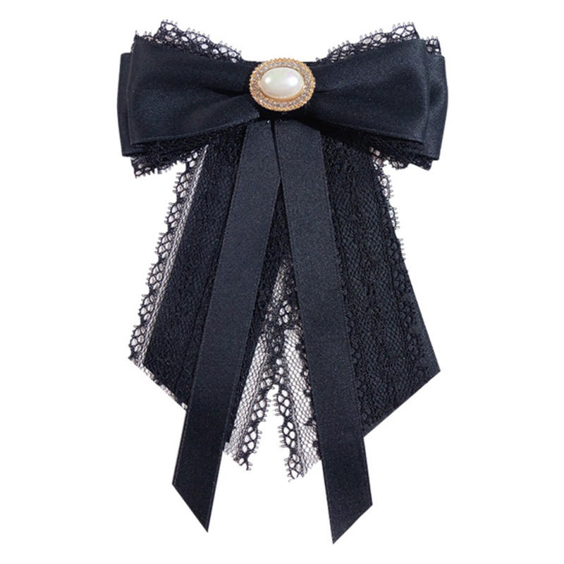 Ghim cài áo thắt nơ đính ngọc trai giả phong cách vintage dành cho nữ