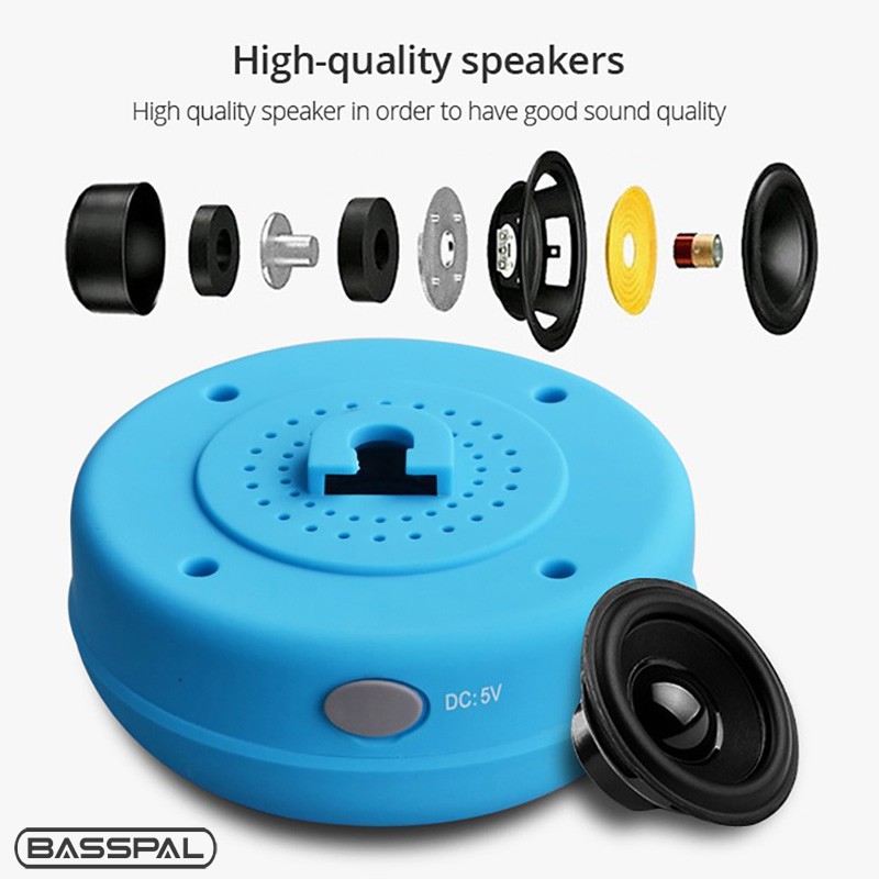 Loa bluetooth Basspal W22 mini kết nối không dây chống nước sử dụng khi tắm/bể bơi/xe hơi bàn tính