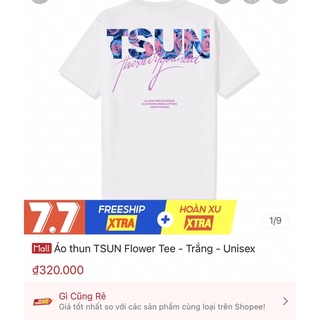 Pass áo TSUN Flower tee size S còn giữ bọc tag
