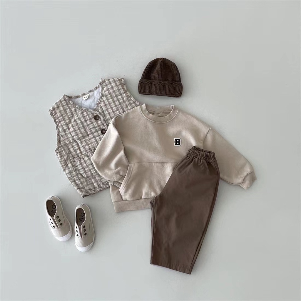 Áo Sweater Tay Dài Có Túi Thêu Hình Thời Trang Xuân Thu Dành Cho Bé Trai Gái 7VYR