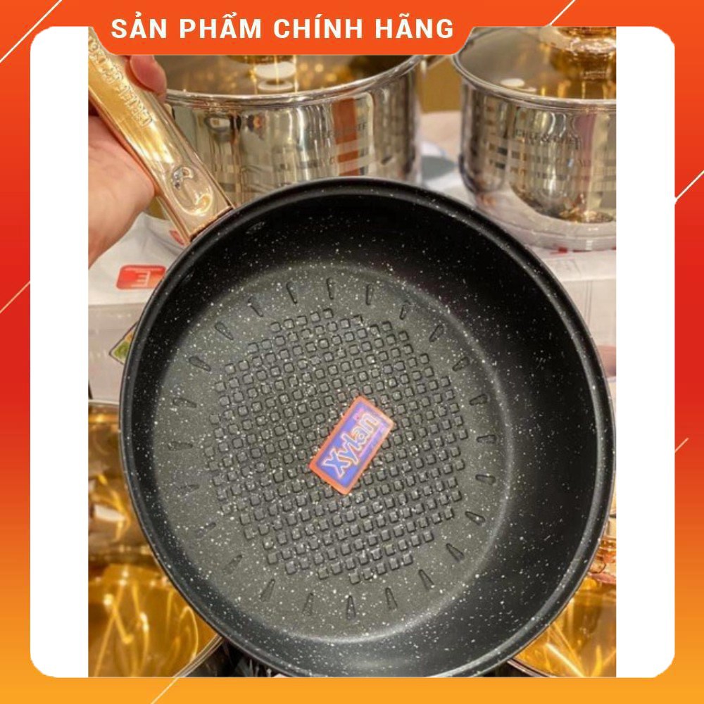 [ VÔ ĐỊCH GIÁ ] Bộ Nồi Inox 6 Món, 12 Chi Tiết, Vung Kính Vàng, Đáy 5 Lớp. Thương Hiệu Chef &amp; Chef. Công Nghệ Đức [ HÀNG
