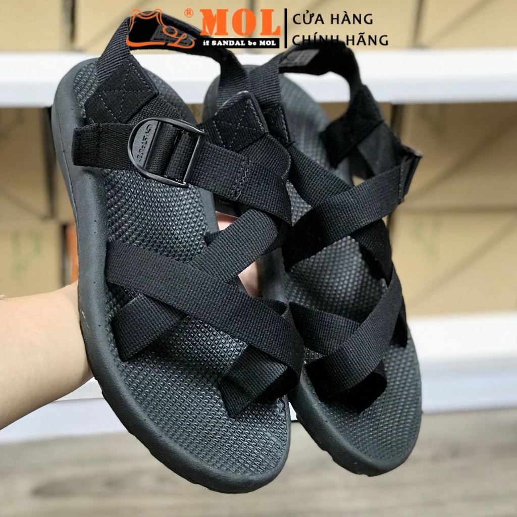 Giày Sandal Rova Unisex Nam Nữ Kiểu Cổ Điển Quai Dù Đế Cao Su Đi Học Màu Đen RV117