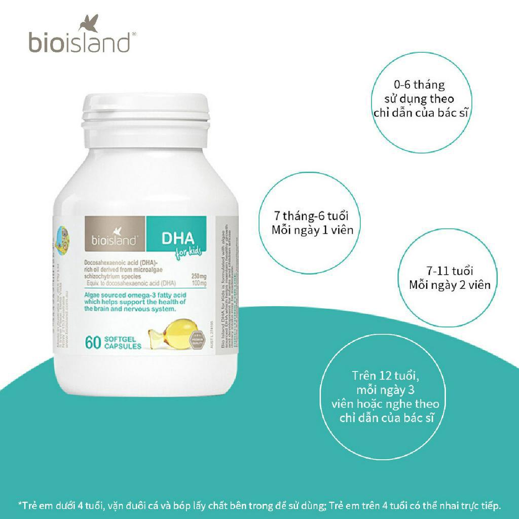 DHA cho bé Bio Island for Kids của Úc hỗ trợ tăng cường đề kháng và sự phát triển trí não của trẻ 60 viên
