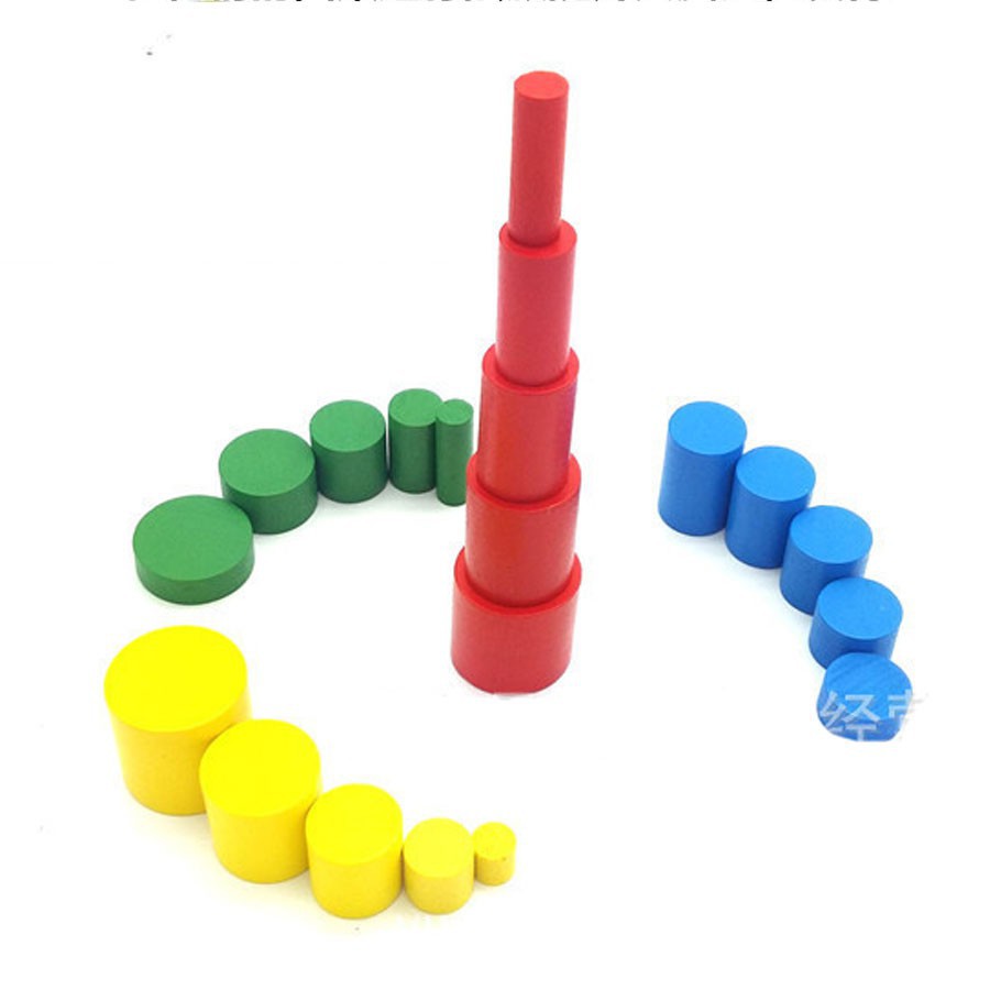 Bộ tháp trụ 4 màu Giáo cụ Montessori  đồ chơi giáo dục