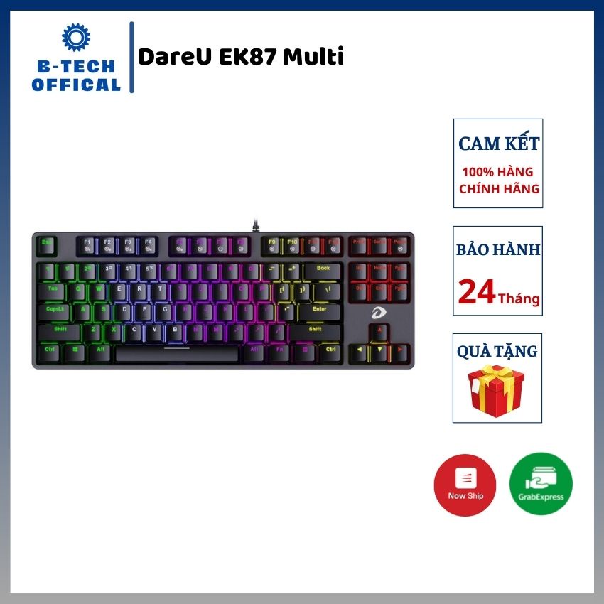Bàn phím cơ Dareu EK87, EK810, EK1280s Multi LED Blue / Brown Switch - Hàng chính hãng bảo hành 24 tháng