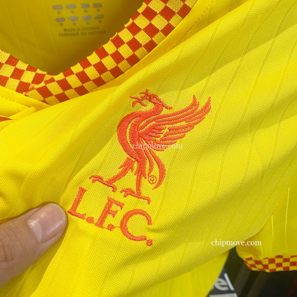 Bộ áo bóng đá Liverpool Vàng caro sân khách mùa giải mới 2021 Thái cao cấp