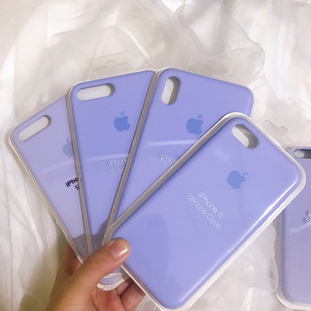 Ốp chống ố bẩn iphone màu tím loại xịn lót nhung hở đế logo táo khắc nổi -Dành cho iphone 7 iphone 8 iphone x/xs/xs max