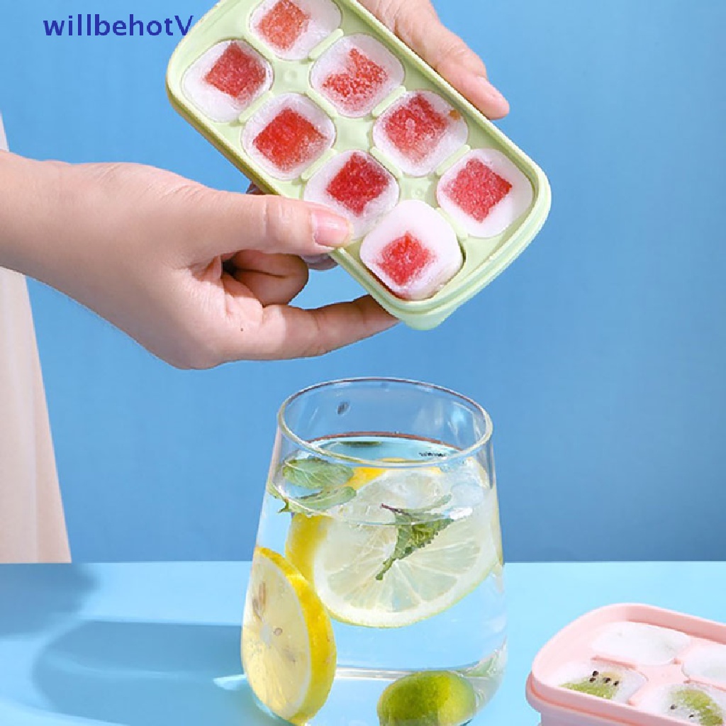 Khuôn Silicone Làm Đá Viên 8 Ngăn Có Nắp Trong Suốt